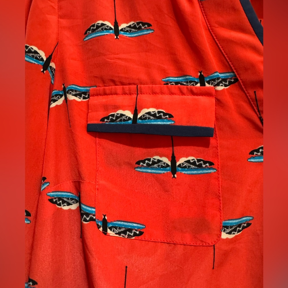 STYLE & CO Women's 100% Polyester Blouse Long Sleeve Dragonfly Size PM